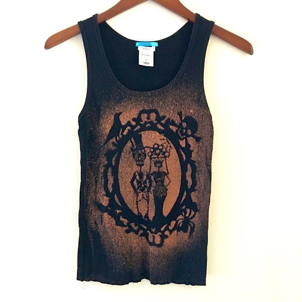 Custom Bleach Dye Sugar Skull Goth Tank Top